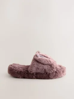 Next Marron mink - Chaussons Curseur en fausse fourrure lapin Online
