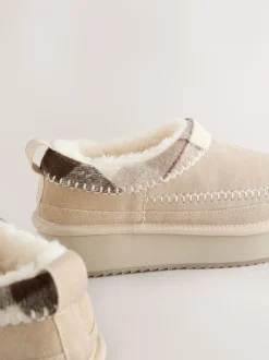 Next Marron mink - Chaussures à plateforme confortables doublées de fourrure Forever Comfort® en cuir Sale