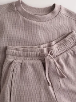 Next Marron mink - Ensemble t-shirt et short texturé Manchester Courts (3-16ans) New