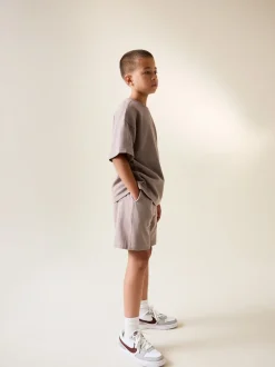 Next Marron mink - Ensemble t-shirt et short texturé Manchester Courts (3-16ans) New