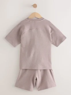 Next Marron mink - Ensemble t-shirt et short texturé Manchester Courts (3-16ans) New