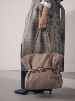 Next Marron mink - Sac bandoulière ceinturé en feutre Clearance