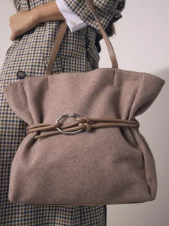 Next Marron mink - Sac bandoulière ceinturé en feutre Clearance