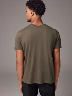 Next - Ajustement régulier - T-shirt Essential Col rond en coton Marron neutre Outlet