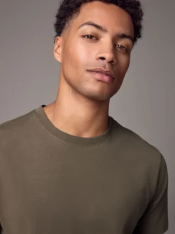 Next - Ajustement régulier - T-shirt Essential Col rond en coton Marron neutre Outlet