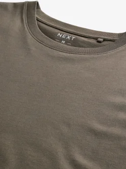 Next - Ajustement régulier - T-shirt Essential Col rond en coton Marron neutre Outlet