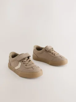 Next - Baskets à lacets élastiques à fermeture tactile Marron neutre Clearance