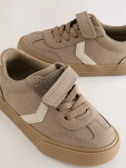 Next - Baskets à lacets élastiques à fermeture tactile Marron neutre Clearance