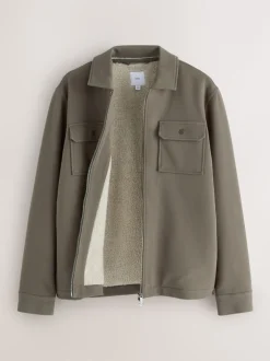 Next Marron neutre - Borg Veste-chemise doublée en polaire New