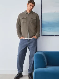 Next Marron neutre - Borg Veste-chemise doublée en polaire New