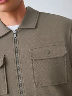 Next Marron neutre - Borg Veste-chemise doublée en polaire New