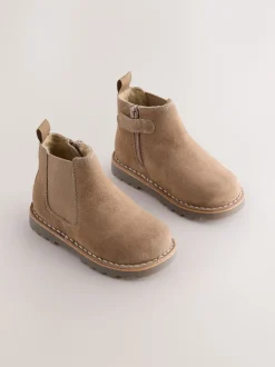 Next Marron neutre - Bottines Chelsea en daim Outlet