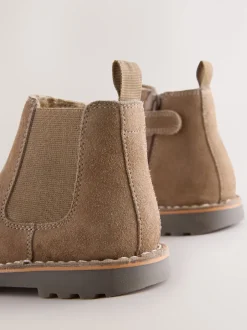 Next Marron neutre - Bottines Chelsea en daim Outlet