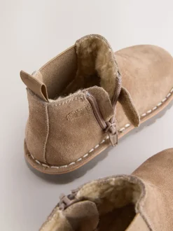 Next Marron neutre - Bottines Chelsea en daim Outlet