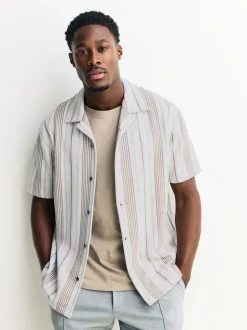 Next Marron neutre - Chemise rayée en jersey Manches courtes Best