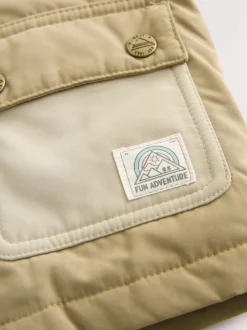 Next Marron neutre - Manteau à capuche avec col en velours côtelé résistant à la douche (3mois-7ans) New