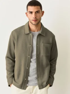 Next Marron neutre - Veste-chemise en jersey texturé diagonal Clearance