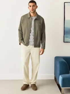 Next Marron neutre - Veste-chemise en jersey texturé diagonal Clearance