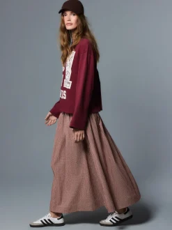 Next Marron rouille - Jupe longue vichy taille basse Hot