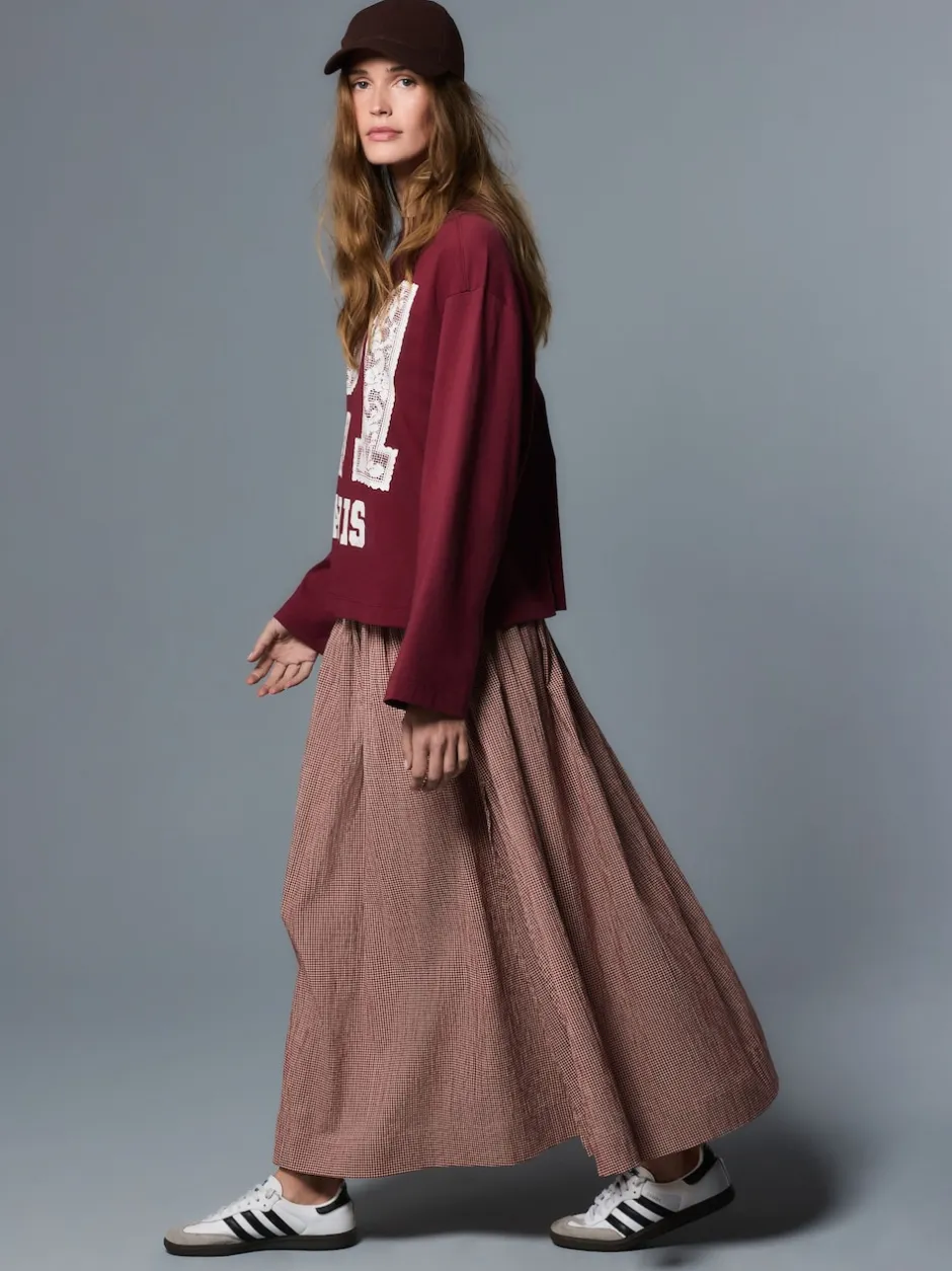 Next Marron rouille - Jupe longue vichy taille basse Hot