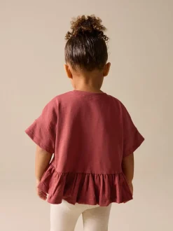 Next - T-shirt péplum à manches courtes (3mois-7ans) Marron rouille Hot