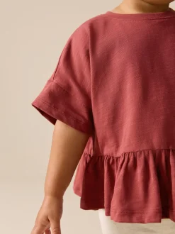 Next - T-shirt péplum à manches courtes (3mois-7ans) Marron rouille Hot