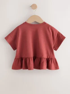 Next - T-shirt péplum à manches courtes (3mois-7ans) Marron rouille Hot