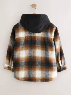 Next Marron rouille - Veste-chemise à carreaux à capuche doublée Borg (3-16ans) Outlet