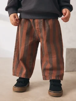 Next Marron rouille rayé - Pantalon large à enfiler (3mois-7ans) Sale