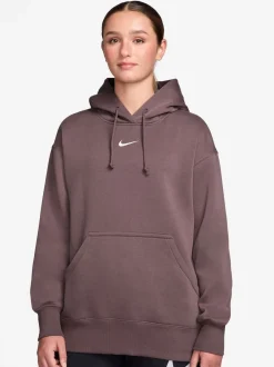 Nike - Sweat à capuche oversize Mini Sportswear Phoenix en polaire à enfiler Marron tatouage Discount