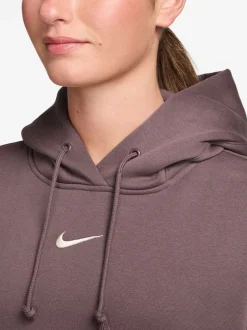 Nike - Sweat à capuche oversize Mini Sportswear Phoenix en polaire à enfiler Marron tatouage Discount