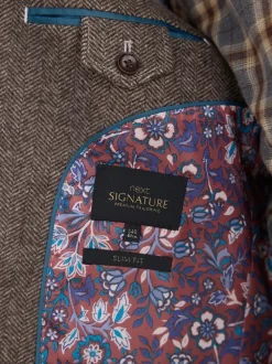 Next Marron taupe - Ajustement régulier - Blazer Signature Nova Fides en laine mélangée à chevrons Clearance