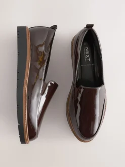 Next Marron verni - Mocassins Forever Comfort® à enfiler propres à semelle épaisse New