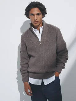 The Set Marron/bleu marine - lot de 2 Pulls à encolure zippée Sale