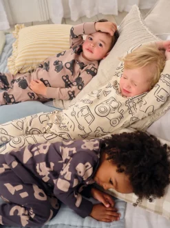 Next - Lot de 3 pyjamas Snuggle courts (9mois-10ans) Marron/Crème Transport Best