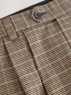 Next Marron/jaune - Pantalon élégant à carreaux à double plis coupe droite Online