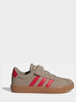 adidas - Vl Cour 3.0 Baskets enfant à crochets et boucles Marron/rouge Clearance