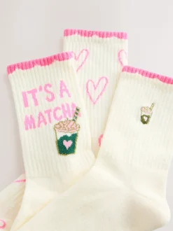 Next Matcha rose - Cushion Sole Sports Ankle Socks 3 Pack Clearance