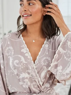 Laura Ashley - Peignoir Josette Mauve rose Clearance