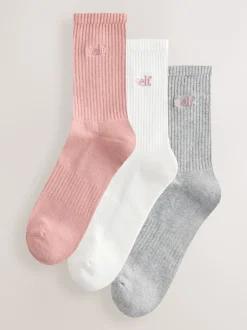 self. - Chaussettes de cheville Cushion Sole Lounge 3 Pack Mauve/Gris/Cream Hot