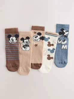 Next - Lot 5 paires de chaussettes Character riches en coton Mickey Mouse Clearance