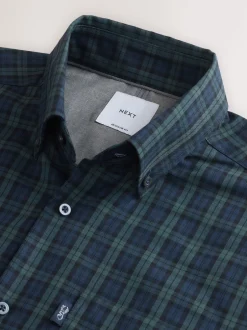 Next Micro Blackwatch Vert - Chemise Oxford ajustée Easy Iron Button Down Sale