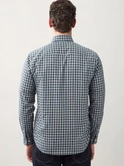 Next - Chemise Oxford ajustée Easy Iron Button Down Microcarreaux bleu marine Discount