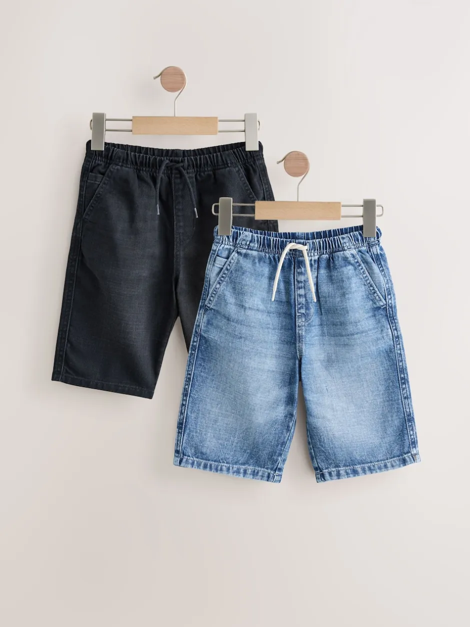 Next Mid Bleu/Noir - Bermuda Pull On Denim Shorts 2 Pack (3-16yrs) Hot