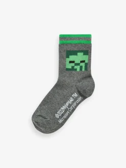Next Minecraft Creeper - Lot 5 paires de chaussettes Character riches en coton Clearance
