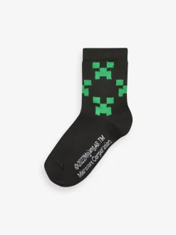 Next Minecraft Creeper - Lot 5 paires de chaussettes Character riches en coton Clearance