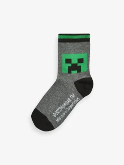Next Minecraft Creeper - Lot 5 paires de chaussettes Character riches en coton Clearance