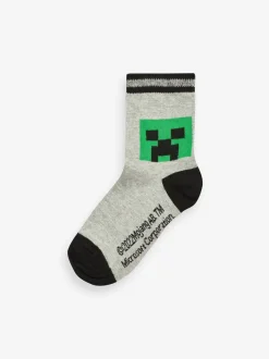 Next Minecraft Creeper - Lot 5 paires de chaussettes Character riches en coton Clearance