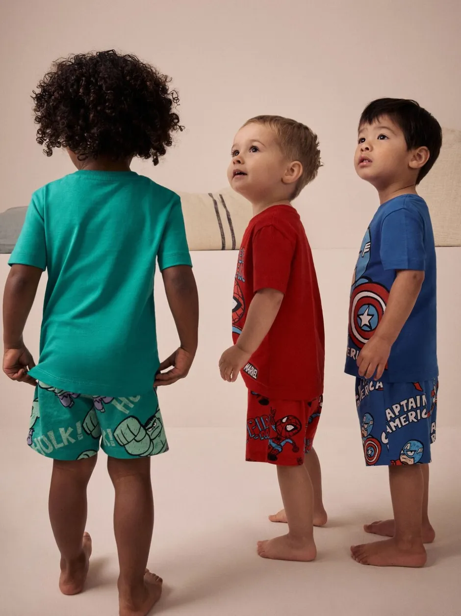 Next Mini Marvel multicolore lumineux - 100Pyjama court en coton % 3 Lot (12mths-11yrs) Hot