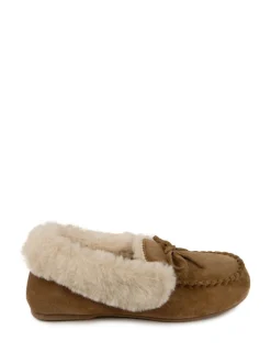 Totes Mocassin en daim véritable pour femme avec doublure en fausse fourrure New